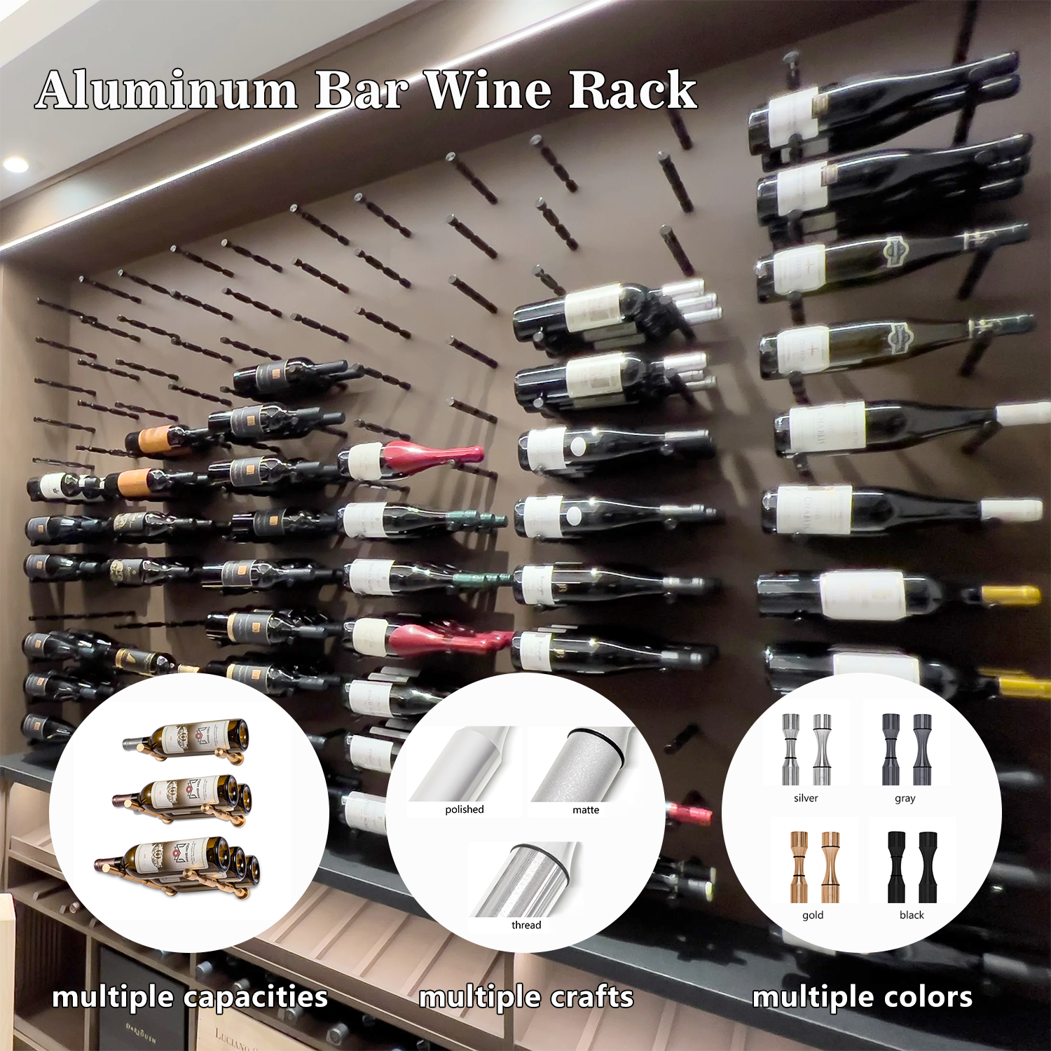 MingHou Wine Peg Rack - Luxury Aluminum Bottle Organizer Display Stand | Alibaba.com